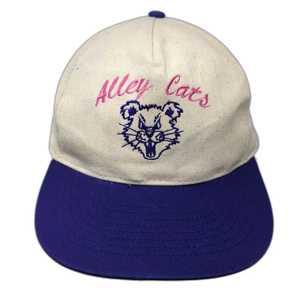 KC Caps 5 Panel Beige Purple One Size Snapback Alley Cats Mascot Logo Hat